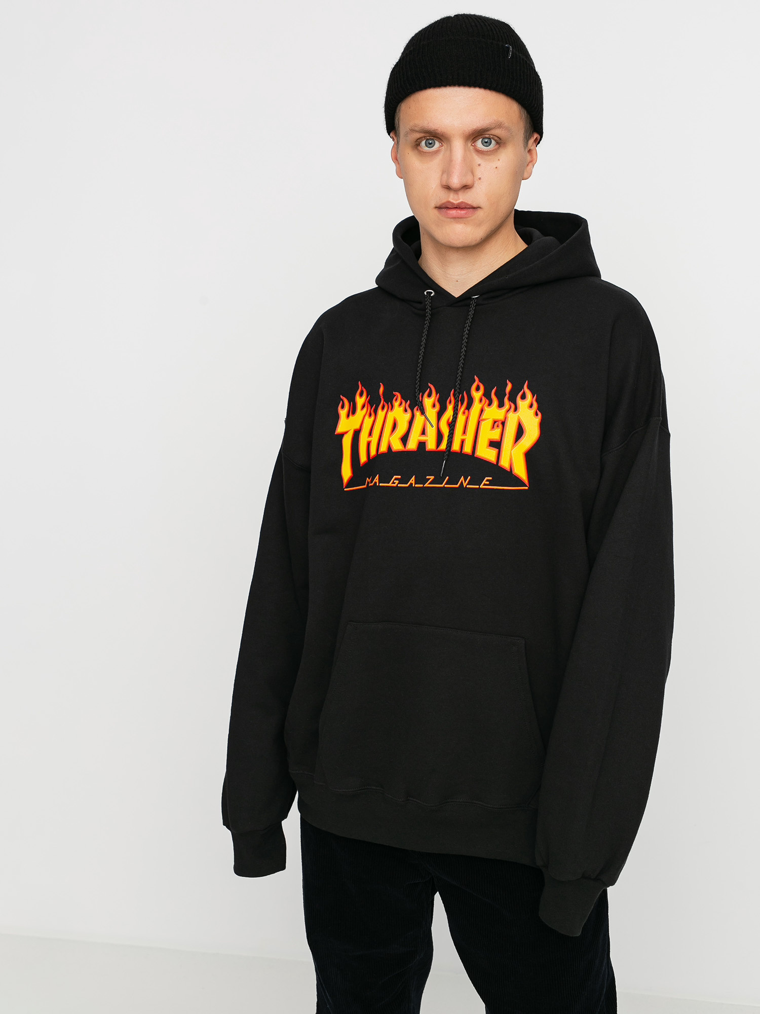Thrasher - Polerón Canguro Flame Logo Black