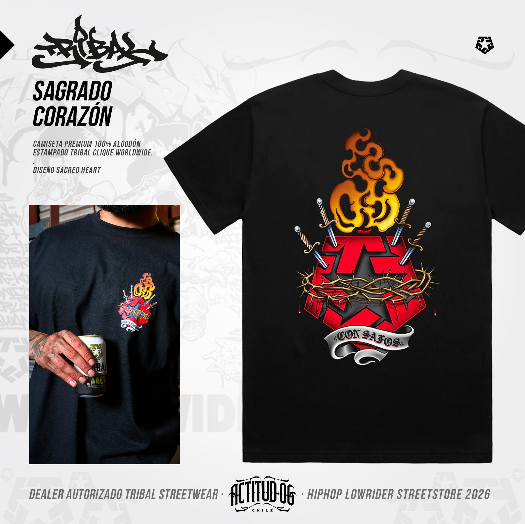 Polera Sagrado Corazon Tribal Gear · Premium
