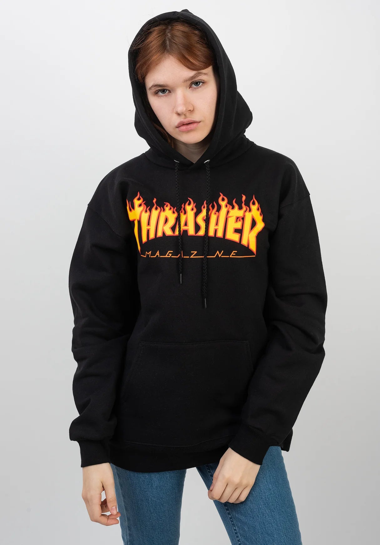 Thrasher - Polerón Canguro Flame Logo Black
