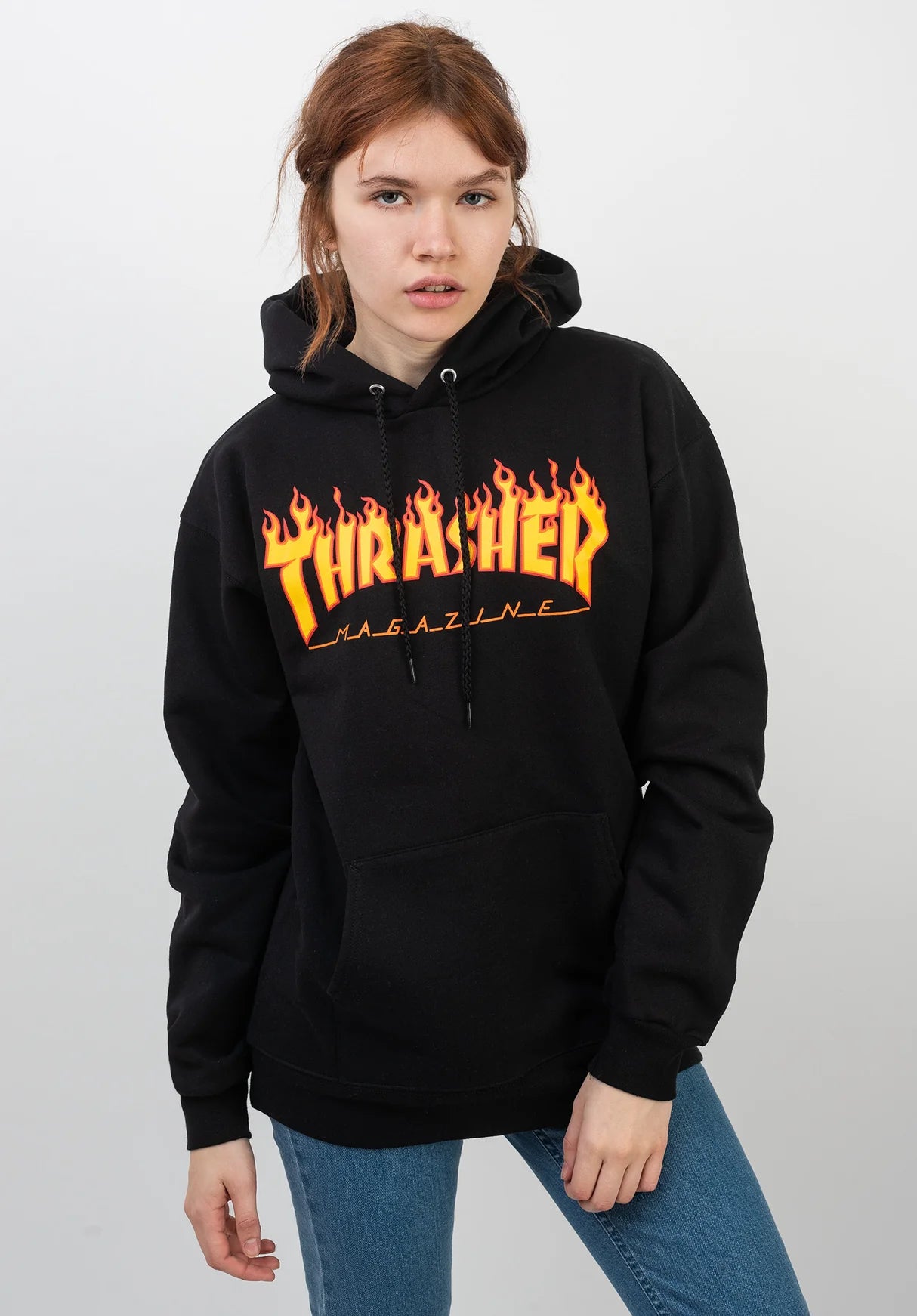 Thrasher - Polerón Canguro Flame Logo Black