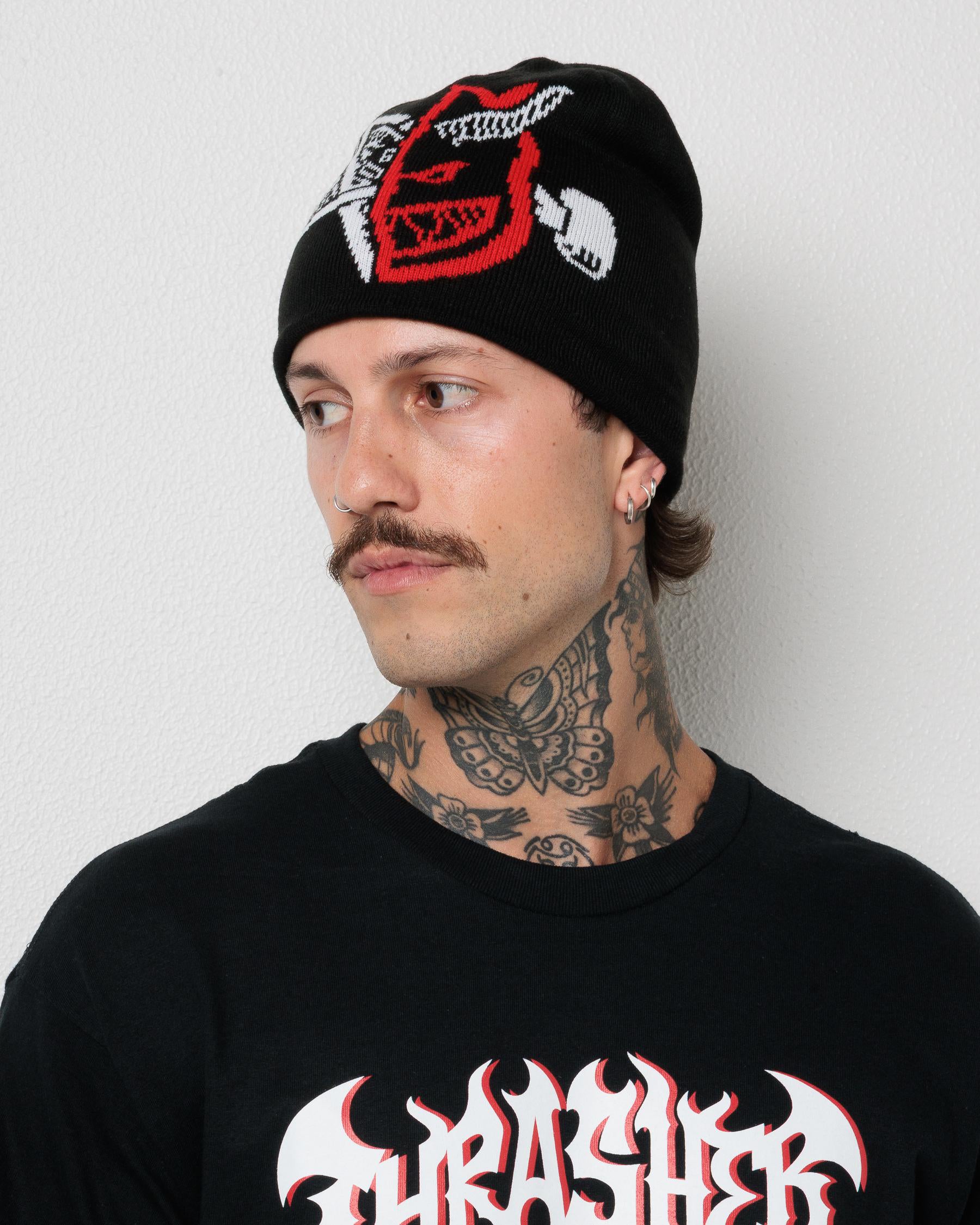 Thrasher – Beanie Thrasher X Spitfire Thrash & Burn Skully Black